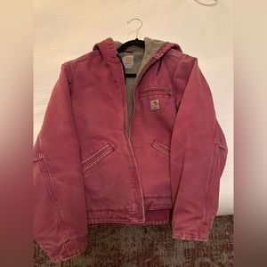 Vintage Carhartt, Canvas; Sherpa Lined; Rare Sand Stone Rose Color Womens Small.